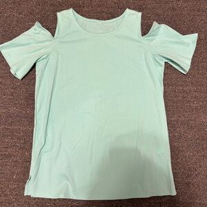 Teal cotton cold shoulder top size m